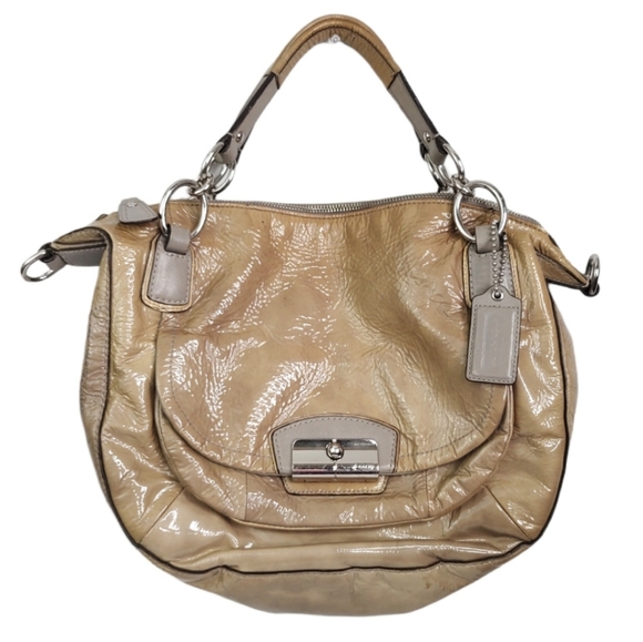 Coach Kristen Spectator Beige Leather Foldover Pocket Tote Bag w Hang Tag - Picture 8 of 8